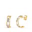 Pendientes Medio Aro Bicolor Oro 18K con Circonitas